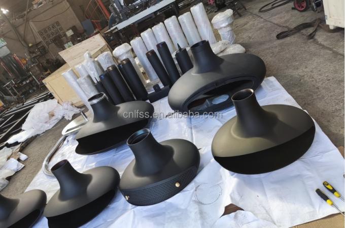 Τεφερίκιο Ατσάλι από άνθρακα Στρογγυλό τραπέζι Ευρωπαικό στυλ Λούξυ έπιπλα υψηλής ποιότητας Μαύρο σύγχρονο γυαλί Τέχνη περιστροφής 5