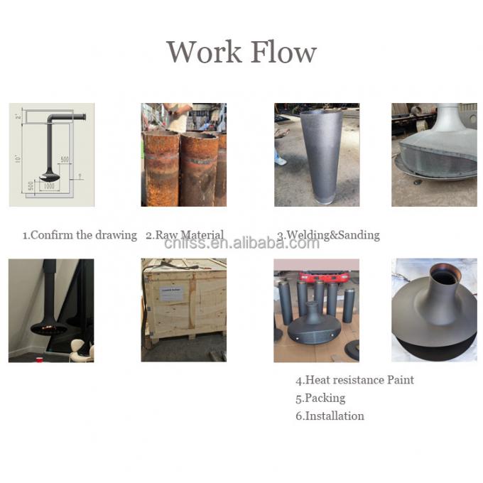 Αναρτημένο ξύλο μαύρο τζάκι που καίγεται τζάκι οροφής εσωτερικό ατσάλι προσαρμοσμένο 3