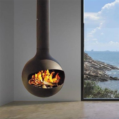 Ceiling Mounted Real Fire Hanging Suspended Stove Wood Burning Steel Fireplace